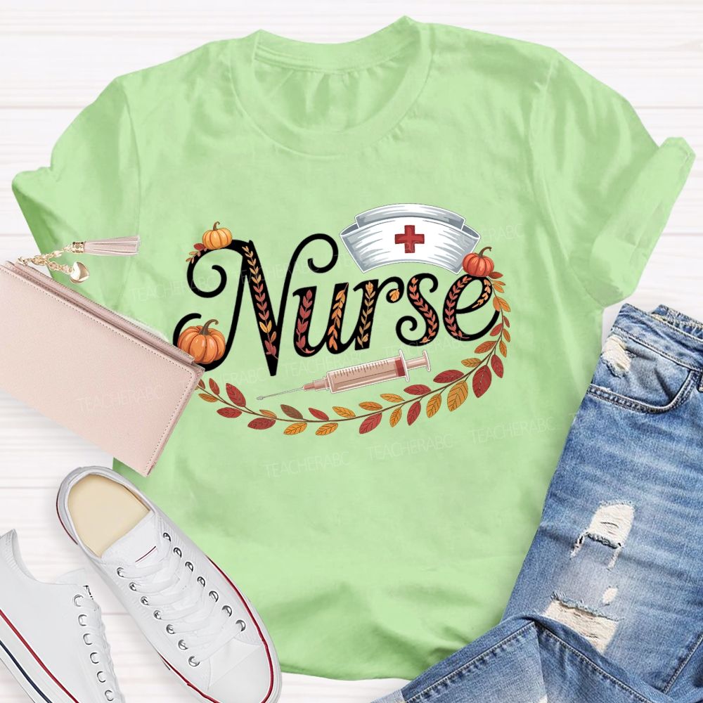 Fall Nurse Pumpkin Fall Vibes Nurse Life T-shirt