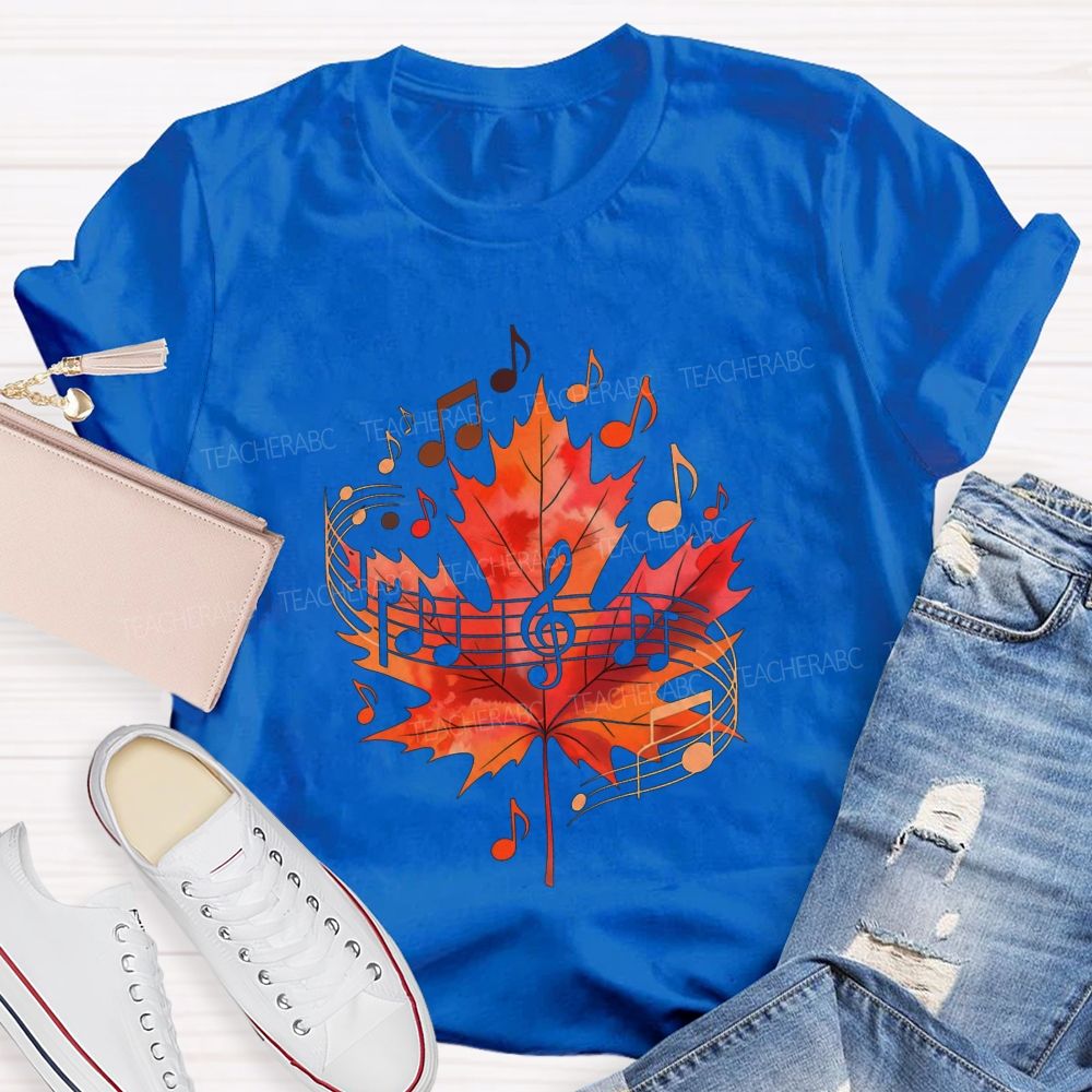 Fall Maple Leaf Music Note Music Teacher T-shirt