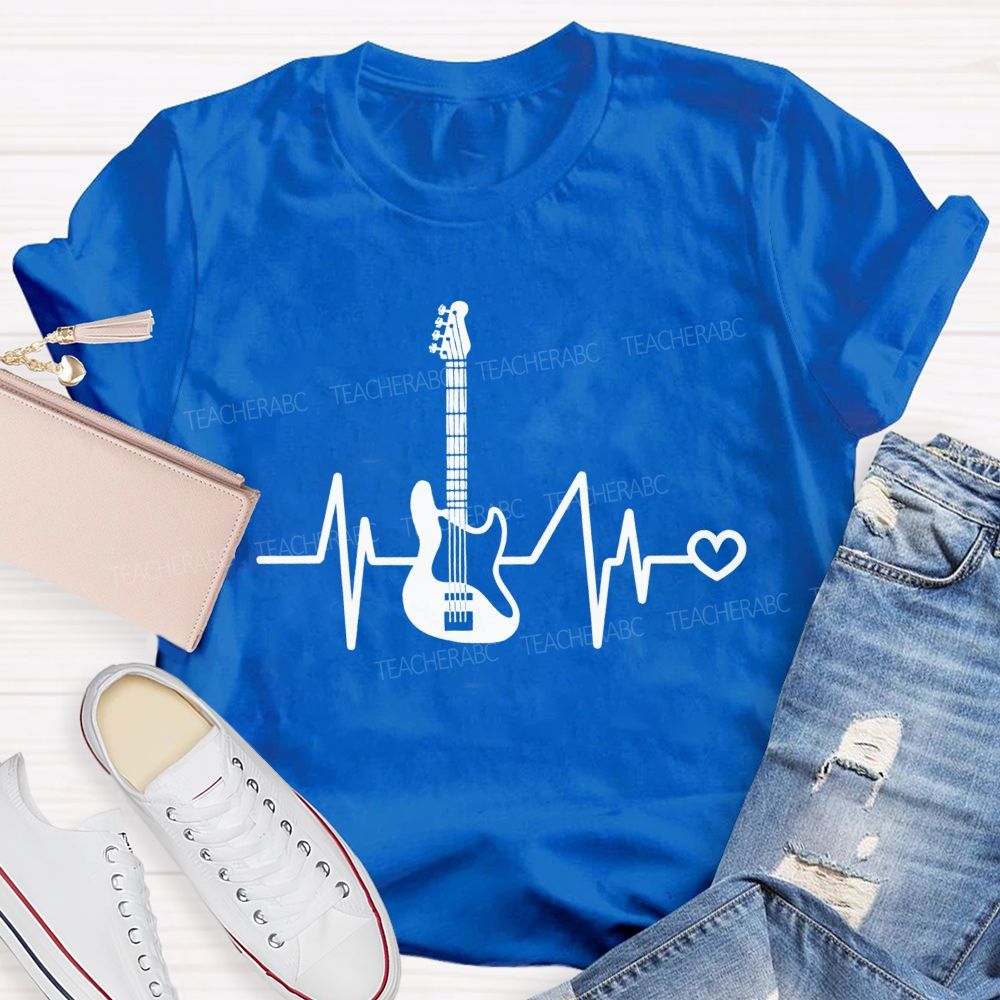 Electric Guitar Pulse Heart Rock Music Teacher T-shirt