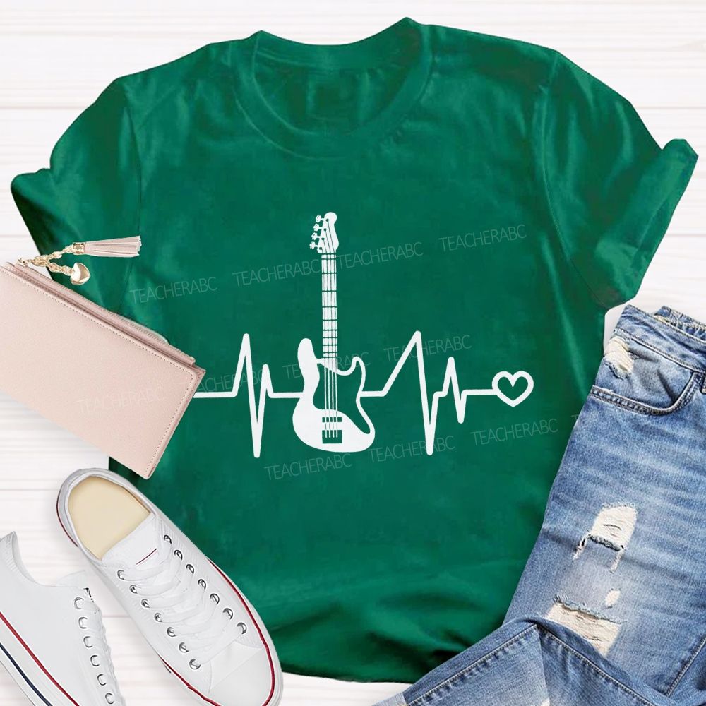 Electric Guitar Pulse Heart Rock Music Teacher T-shirt