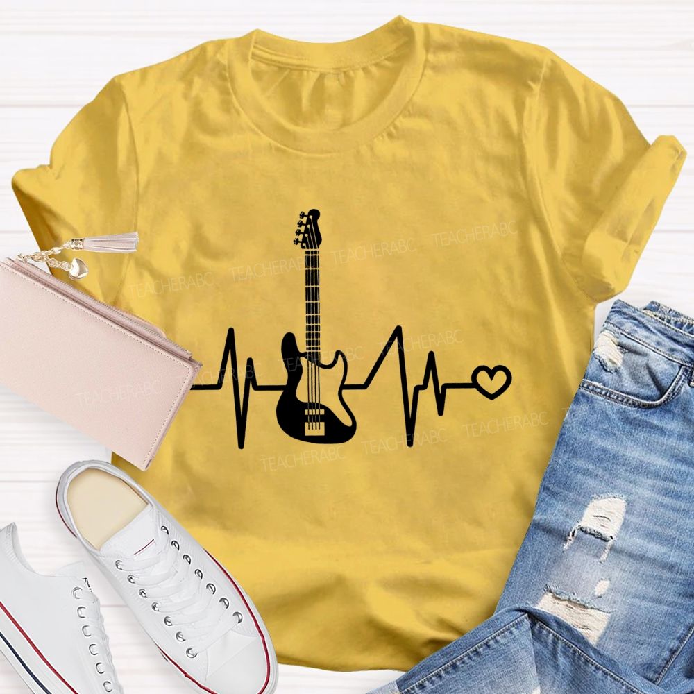Electric Guitar Pulse Heart Rock Music Teacher T-shirt