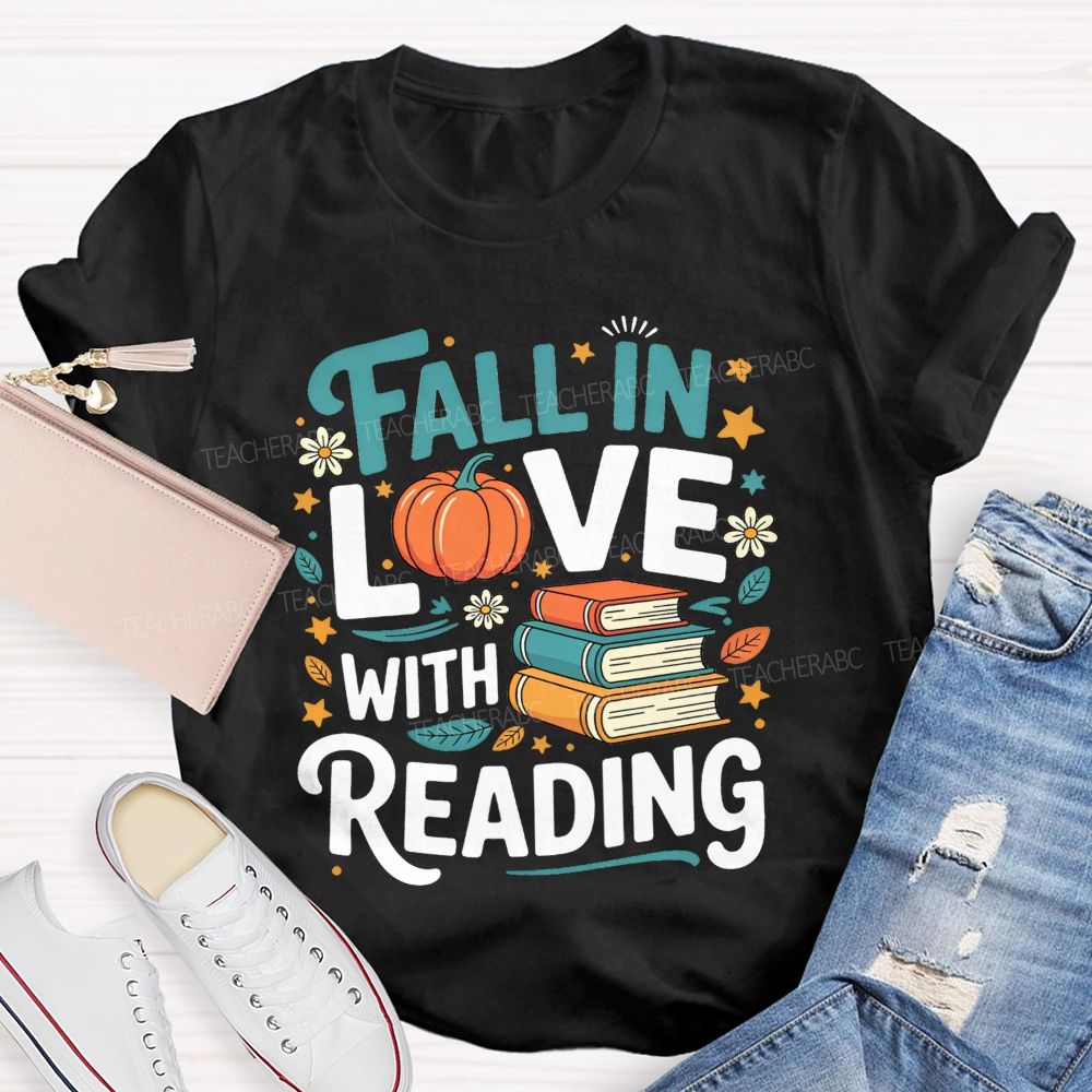 Fall In Love With Reading Pumpkin Reading Teacher T-shirt
