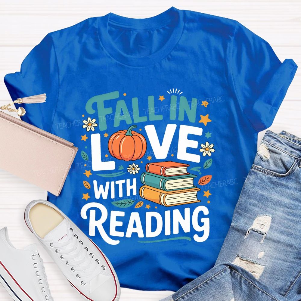 Fall In Love With Reading Pumpkin Reading Teacher T-shirt