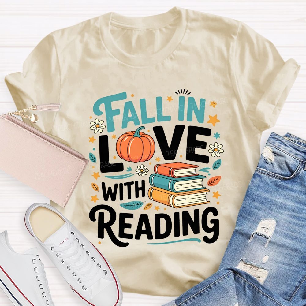 Fall In Love With Reading Pumpkin Reading Teacher T-shirt