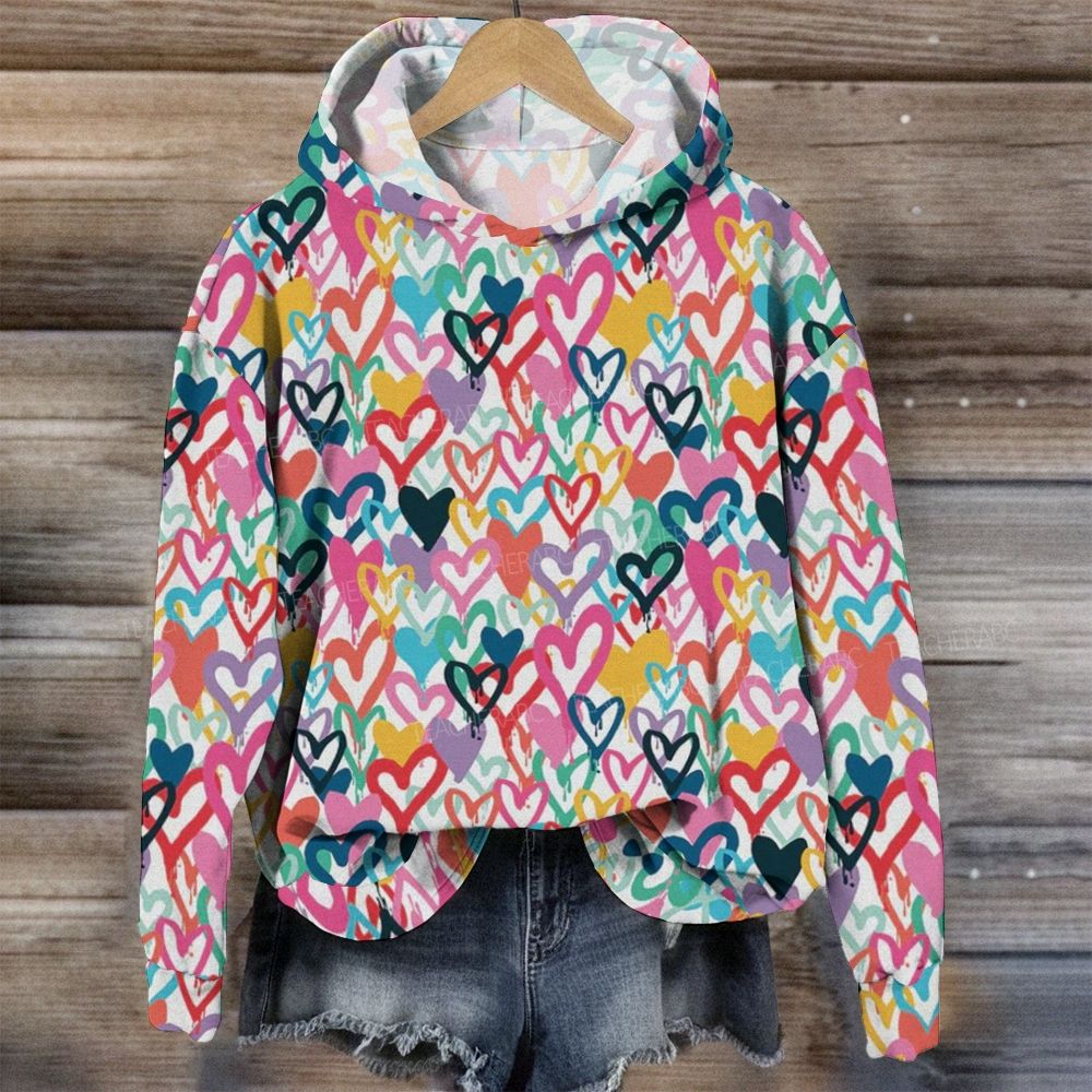 Rainbow Dripping Heart Streetwear Hoodie