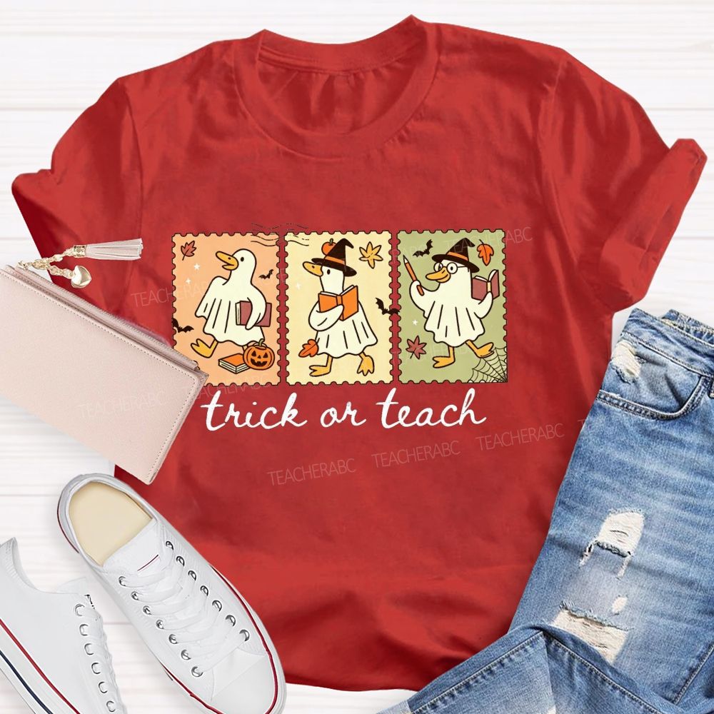 Trick Or Teach Teacher Goose Three Spooky Teacher T-shirt