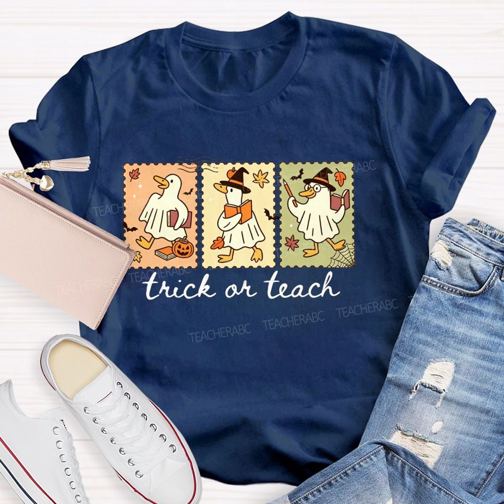 Trick Or Teach Teacher Goose Three Spooky Teacher T-shirt