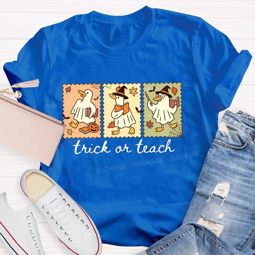 Trick Or Teach Teacher Goose Three Spooky Teacher T-shirt
