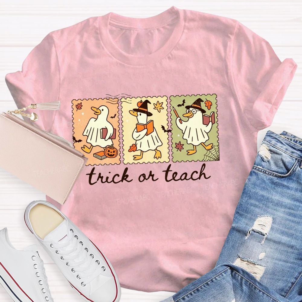Trick Or Teach Teacher Goose Three Spooky Teacher T-shirt