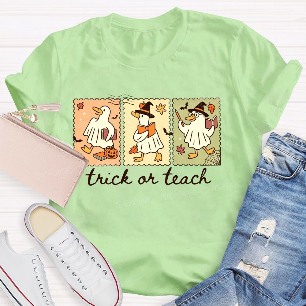 Trick Or Teach Teacher Goose Three Spooky Teacher T-shirt