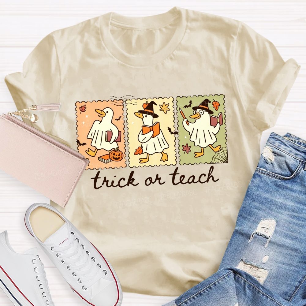 Trick Or Teach Teacher Goose Three Spooky Teacher T-shirt
