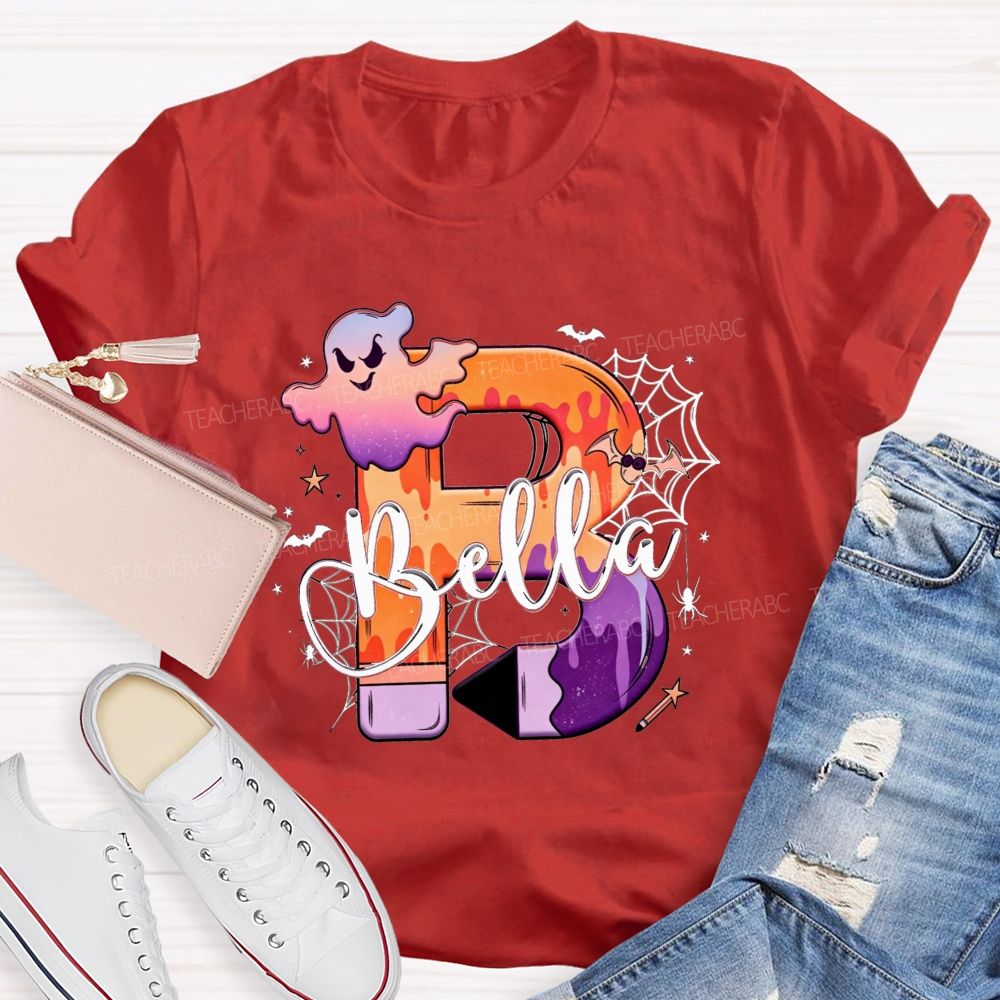 Personalized Name Little Spooky Halloween Teacher T-shirt