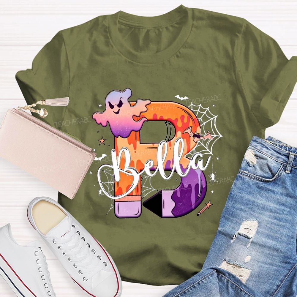 Personalized Name Little Spooky Halloween Teacher T-shirt