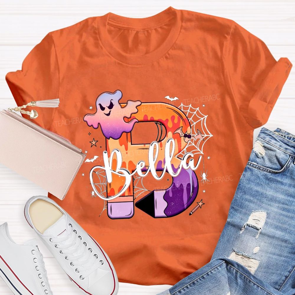 Personalized Name Little Spooky Halloween Teacher T-shirt