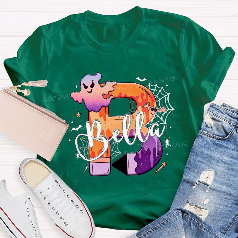 Personalized Name Little Spooky Halloween Teacher T-shirt