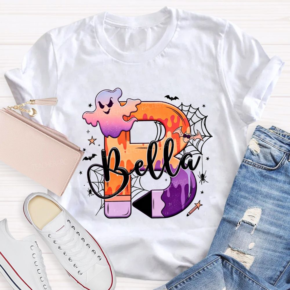 Personalized Name Little Spooky Halloween Teacher T-shirt