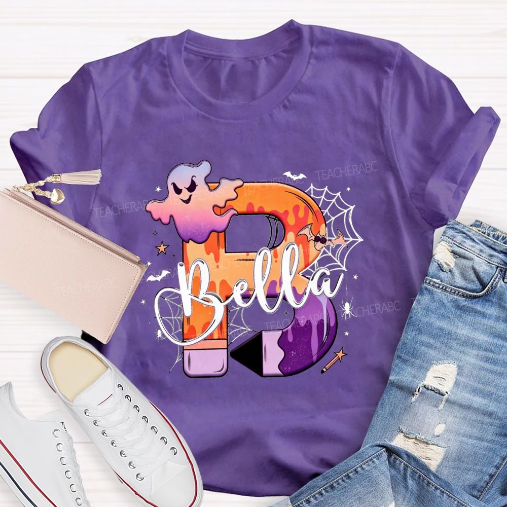 Personalized Name Little Spooky Halloween Teacher T-shirt