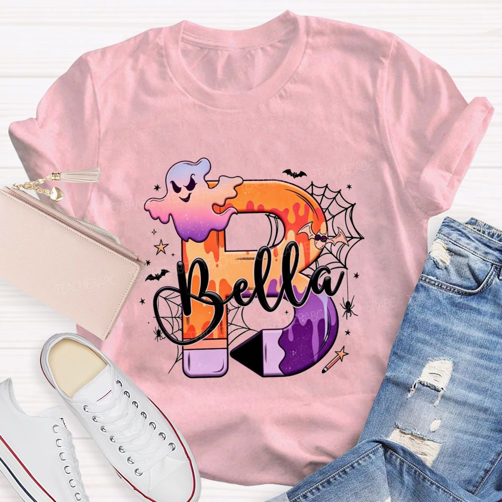 Personalized Name Little Spooky Halloween Teacher T-shirt