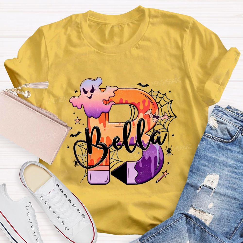 Personalized Name Little Spooky Halloween Teacher T-shirt