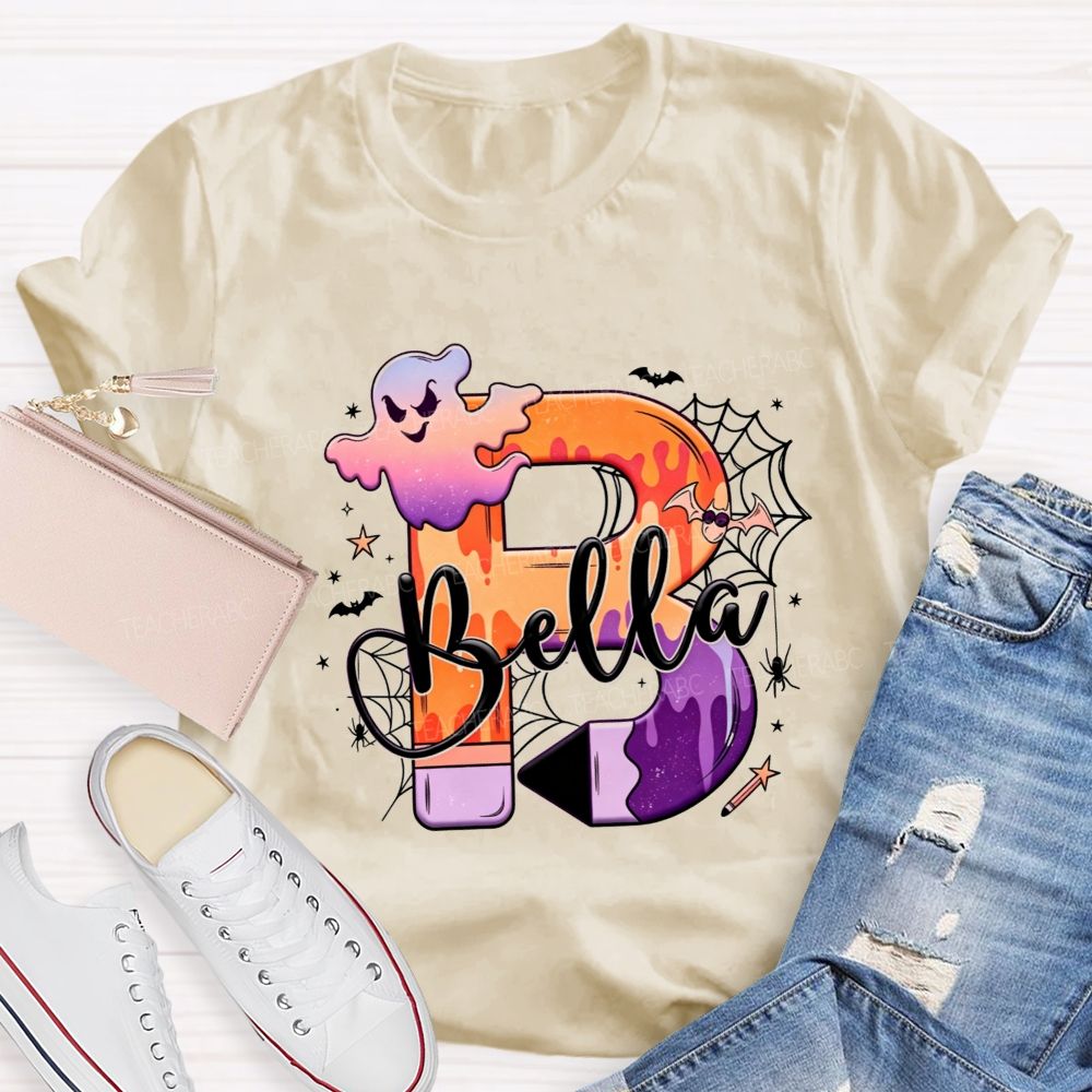 Personalized Name Little Spooky Halloween Teacher T-shirt