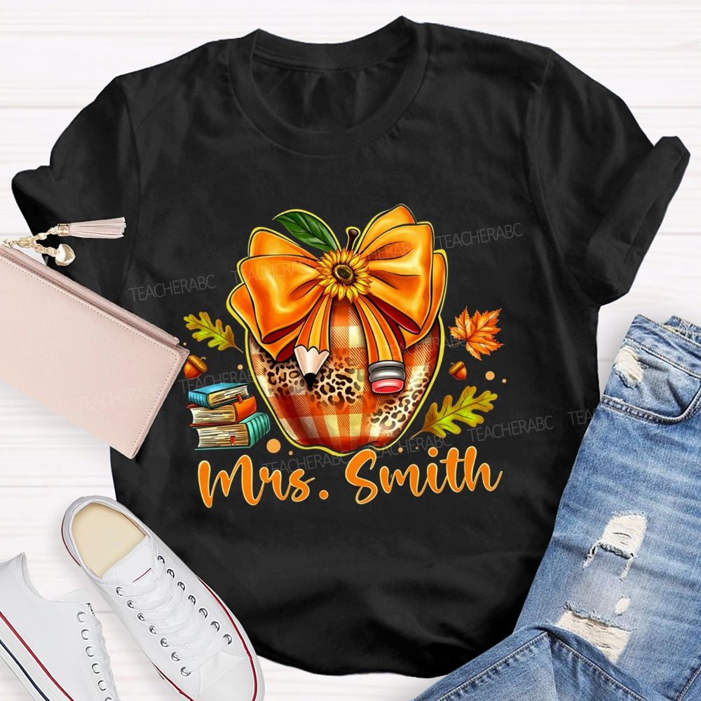 Personalized Name Cozy Fall Classroom Teacher T-shirt