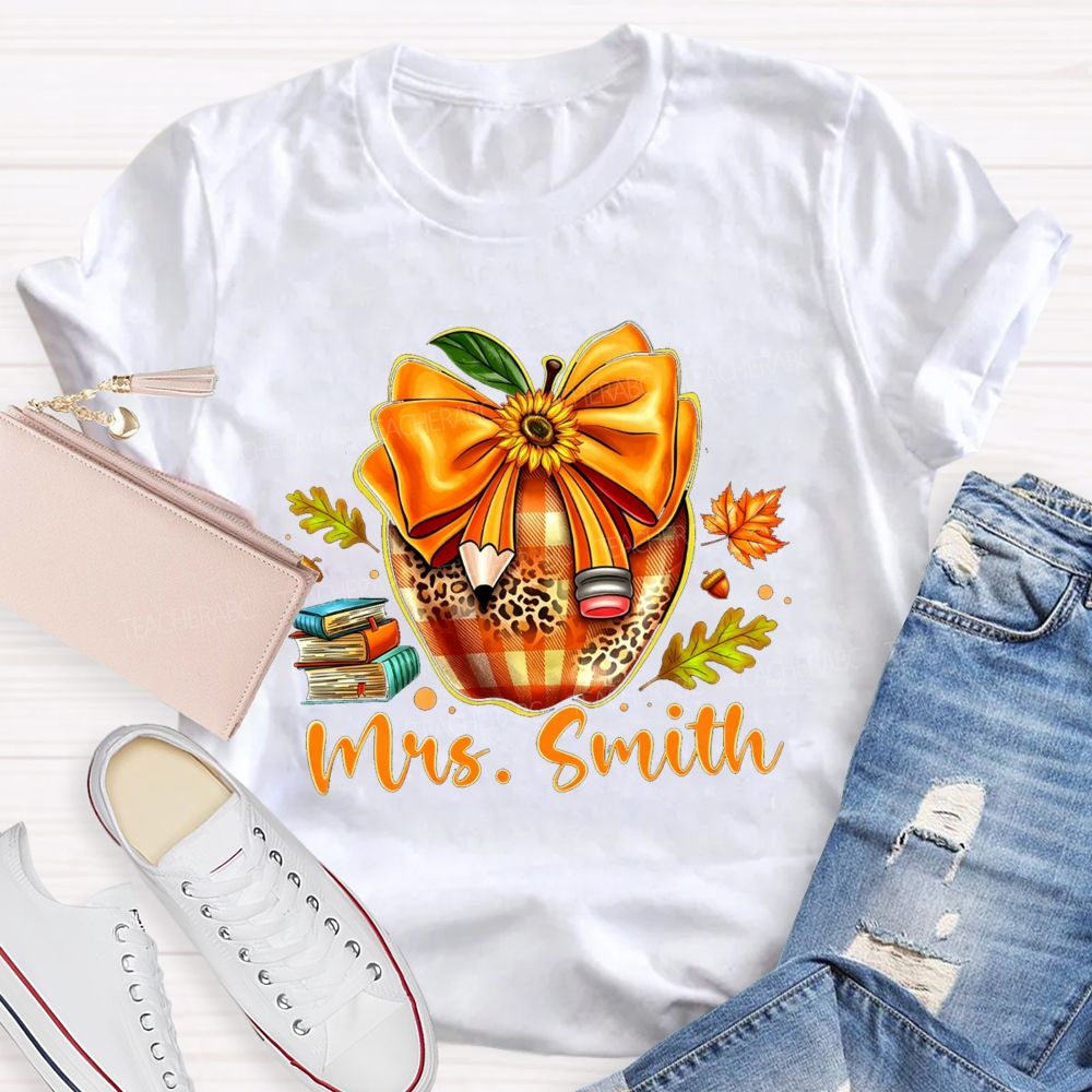 Personalized Name Cozy Fall Classroom Teacher T-shirt
