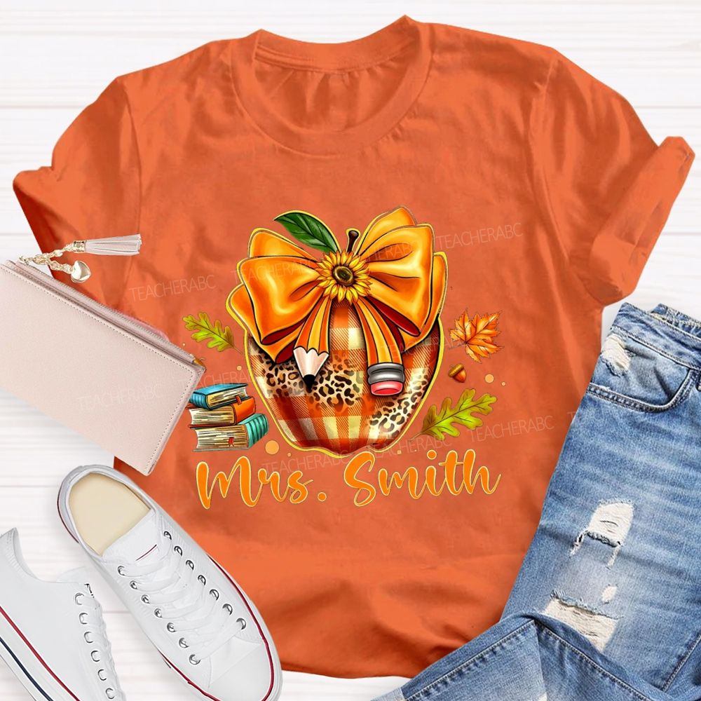 Personalized Name Cozy Fall Classroom Teacher T-shirt