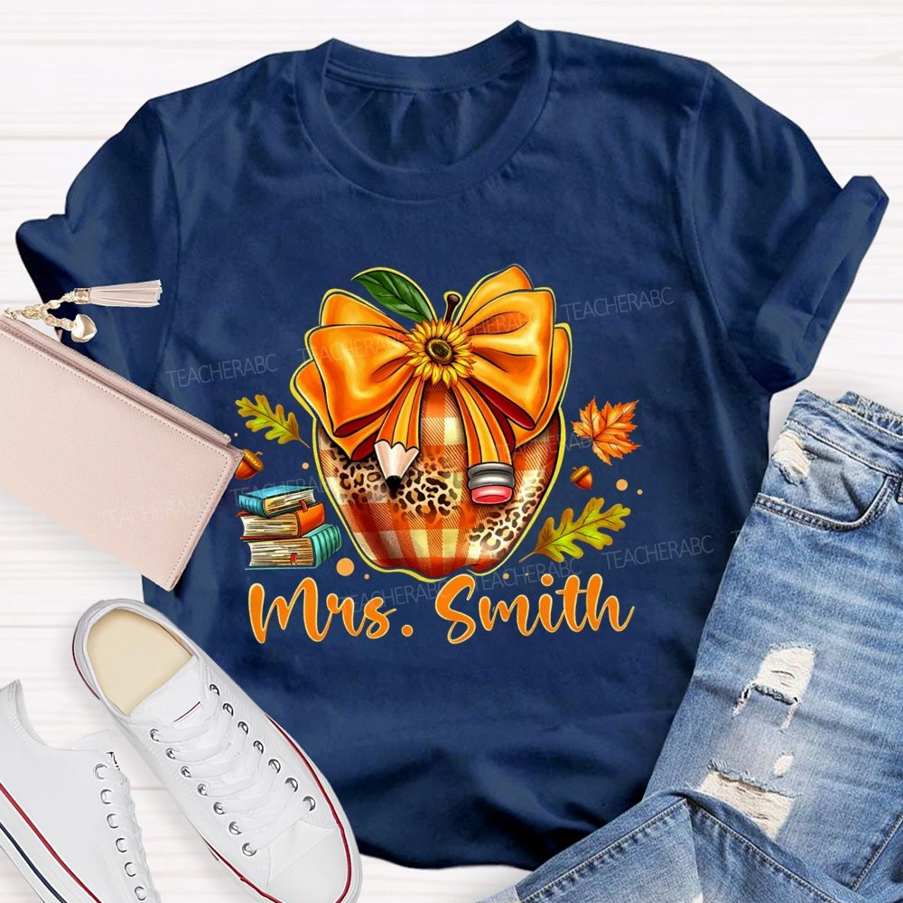 Personalized Name Cozy Fall Classroom Teacher T-shirt