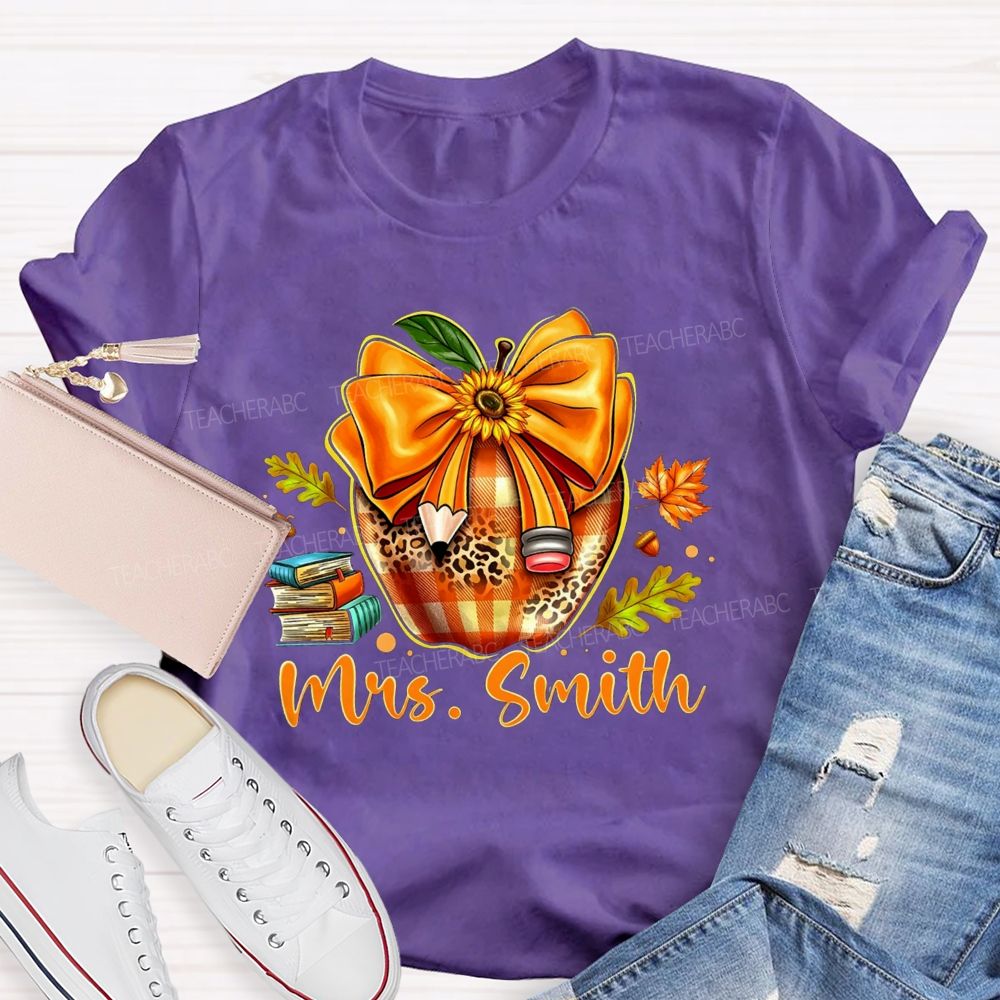 Personalized Name Cozy Fall Classroom Teacher T-shirt