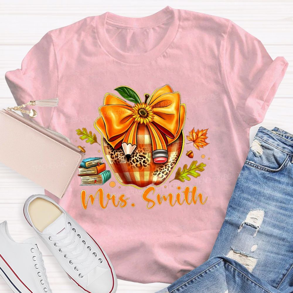 Personalized Name Cozy Fall Classroom Teacher T-shirt