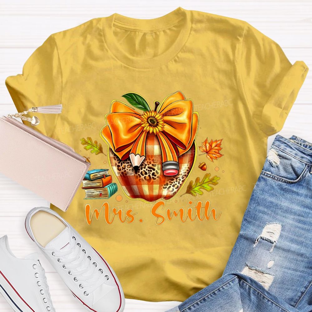 Personalized Name Cozy Fall Classroom Teacher T-shirt