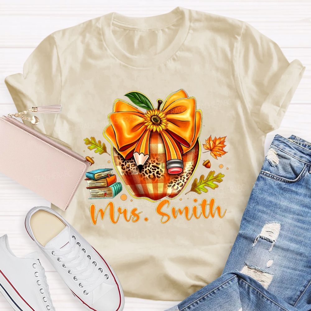 Personalized Name Cozy Fall Classroom Teacher T-shirt