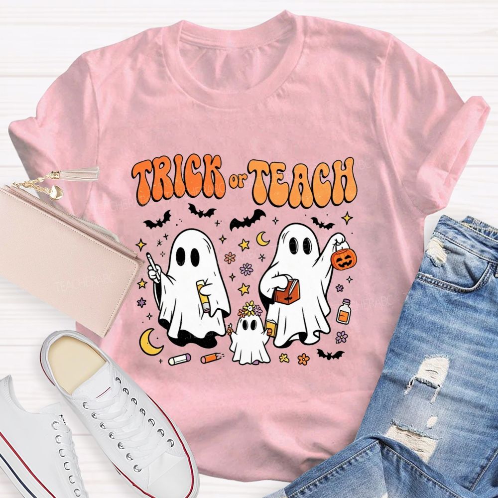 Trick Or Teach Halloween Teacher Ghost Vibes T-shirt
