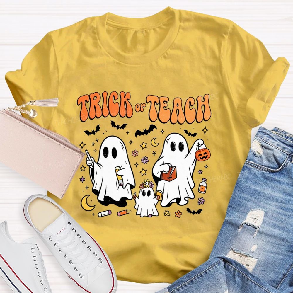 Trick Or Teach Halloween Teacher Ghost Vibes T-shirt