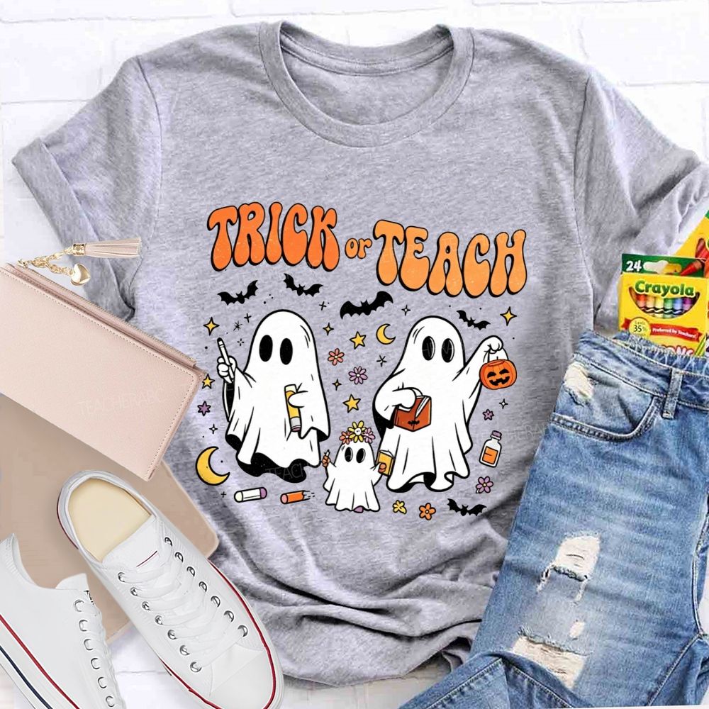 Trick Or Teach Halloween Teacher Ghost Vibes T-shirt