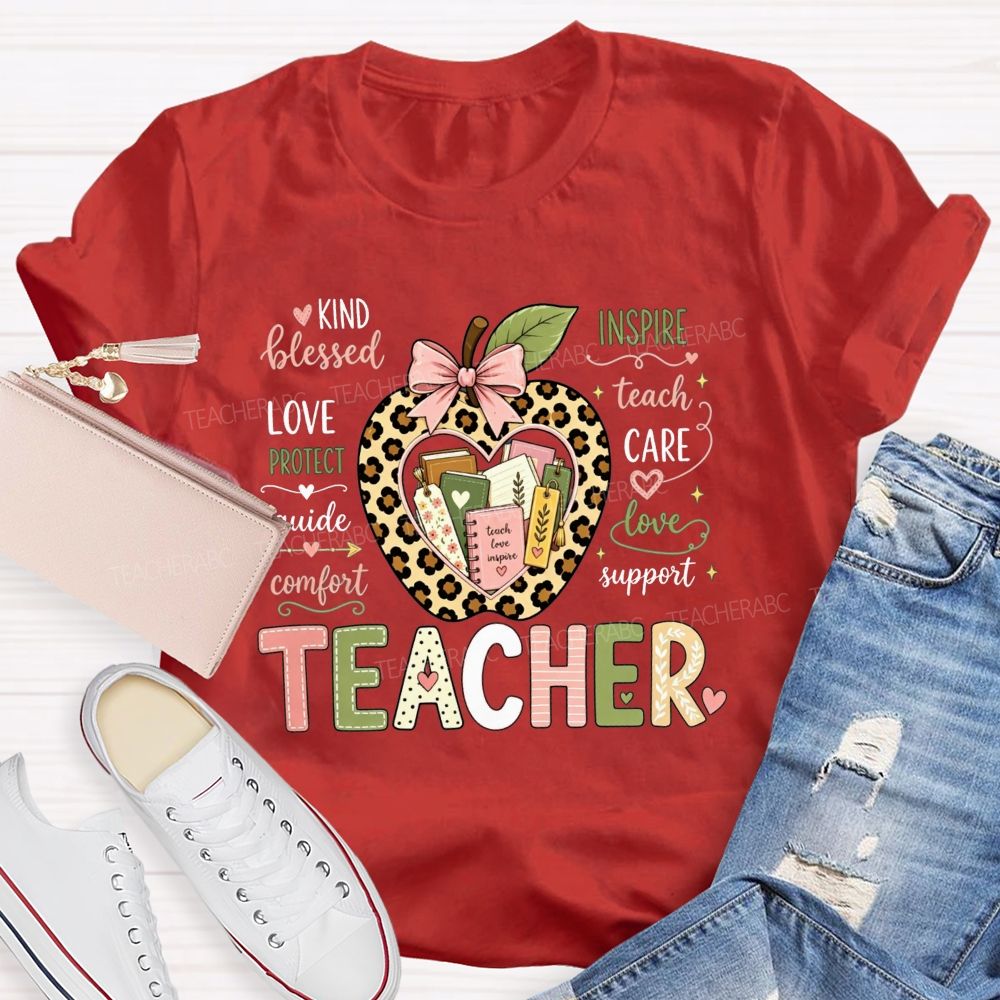 Teacher Teach Love Inspire Support Care Blessed Protect T-shirt