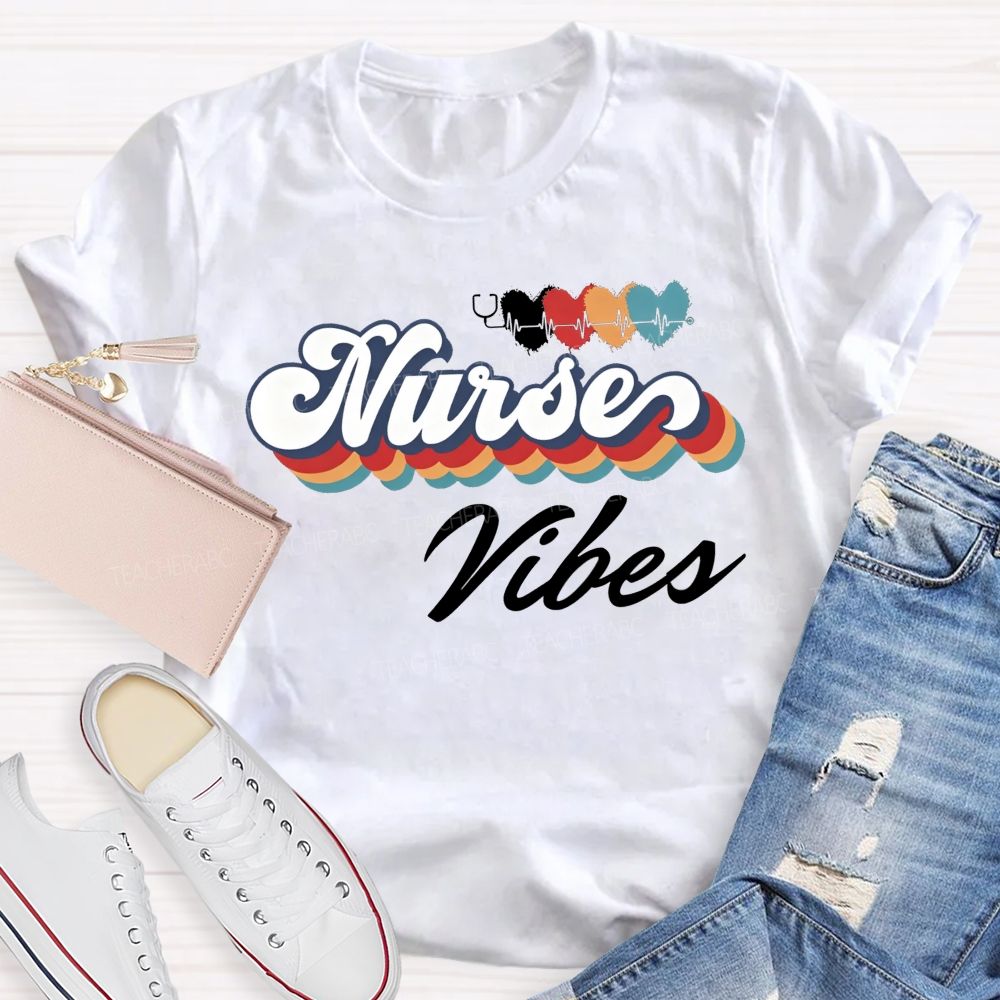 Nurse Vibes And Heartbeats School Nurse Life T-shirt