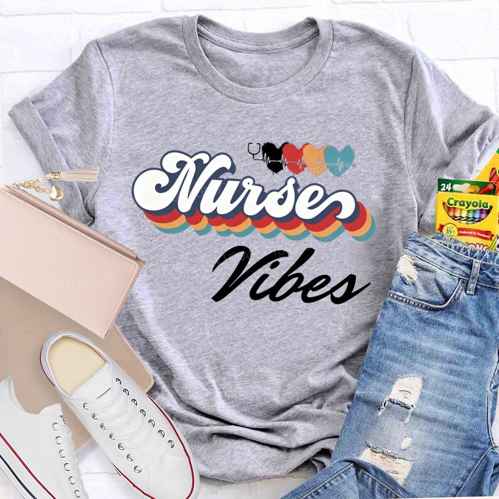 Nurse Vibes And Heartbeats School Nurse Life T-shirt