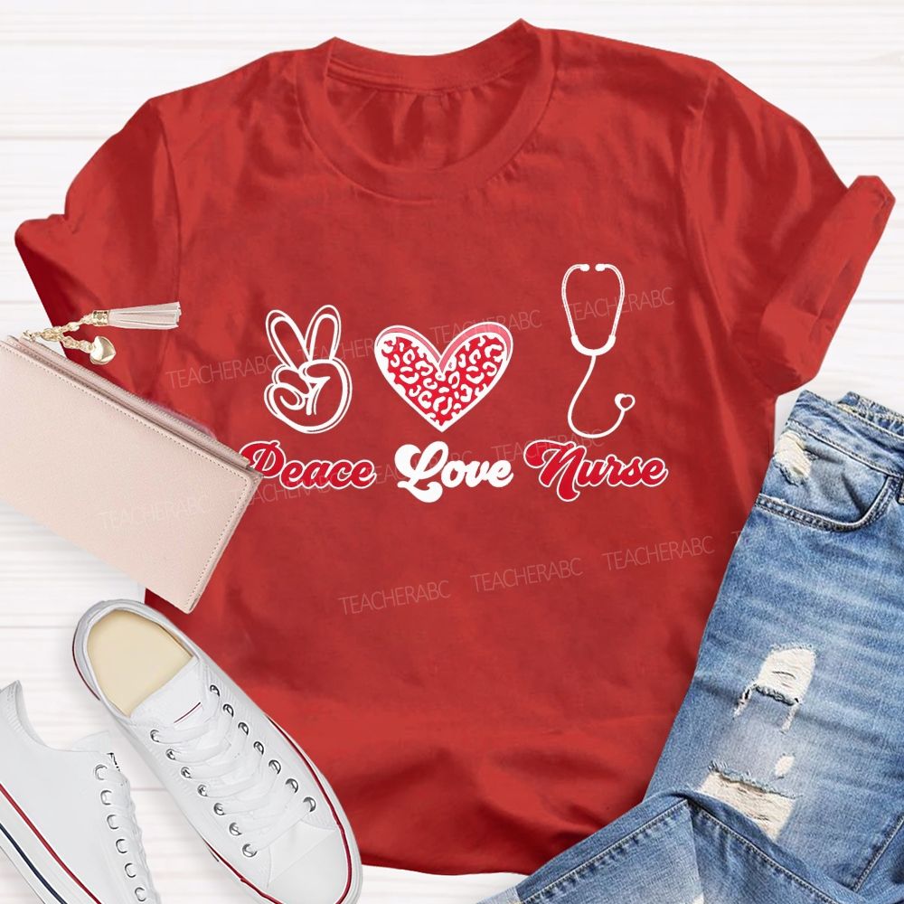 Peace Love And Nurse Life Healing Hearts T-shirt