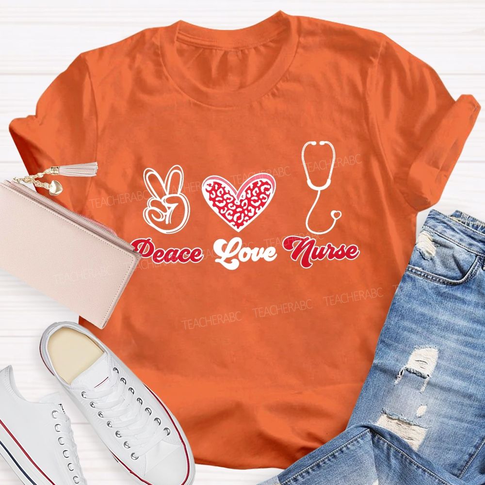 Peace Love And Nurse Life Healing Hearts T-shirt