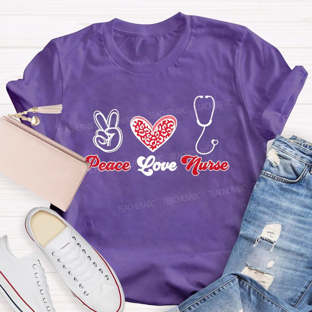 Peace Love And Nurse Life Healing Hearts T-shirt
