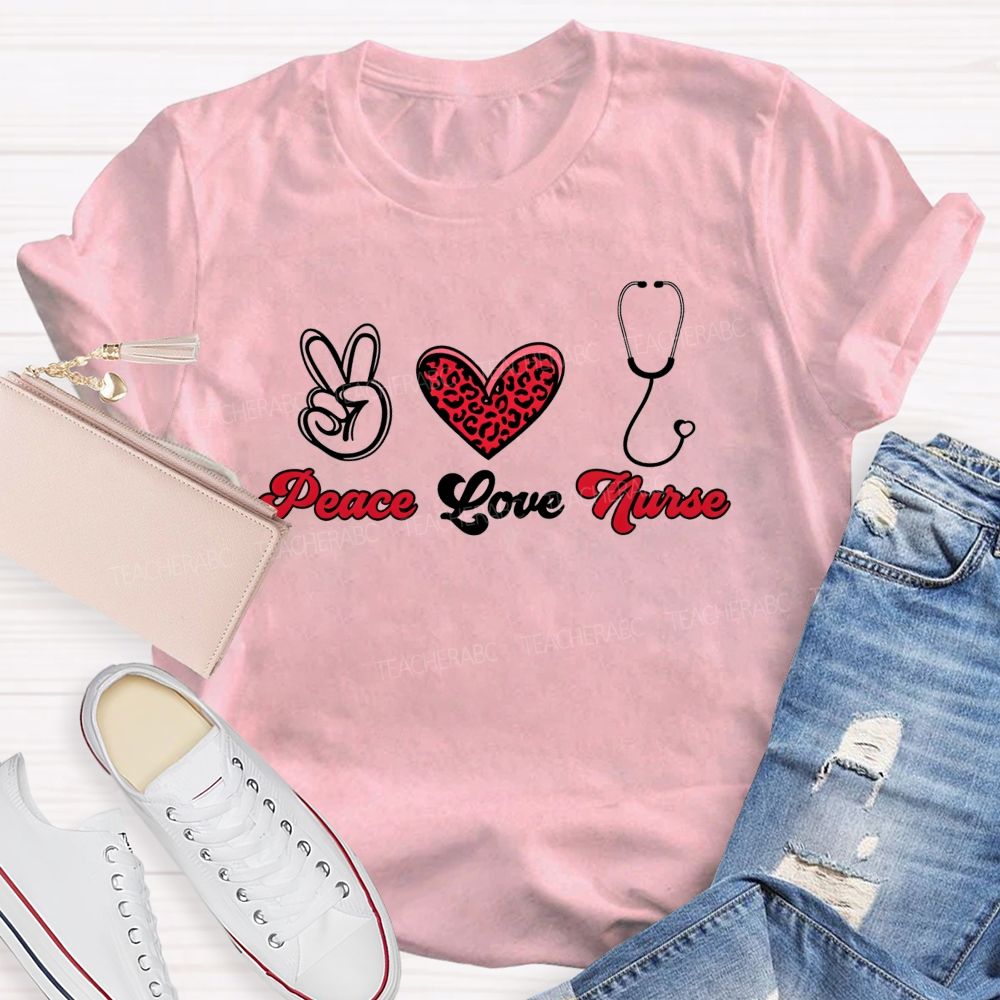Peace Love And Nurse Life Healing Hearts T-shirt