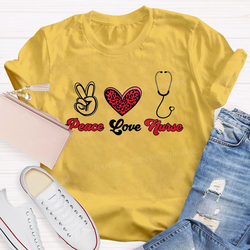 Peace Love And Nurse Life Healing Hearts T-shirt