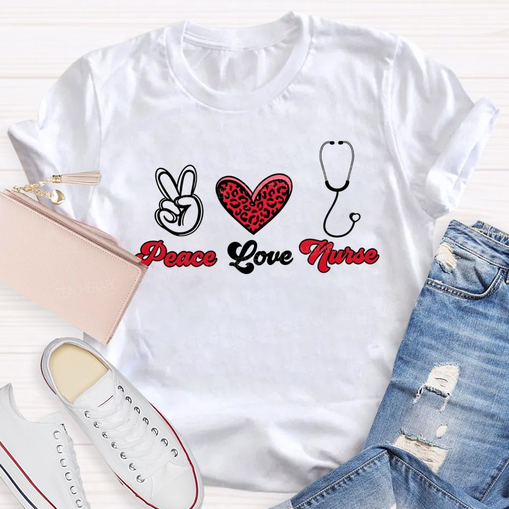 Peace Love And Nurse Life Healing Hearts T-shirt