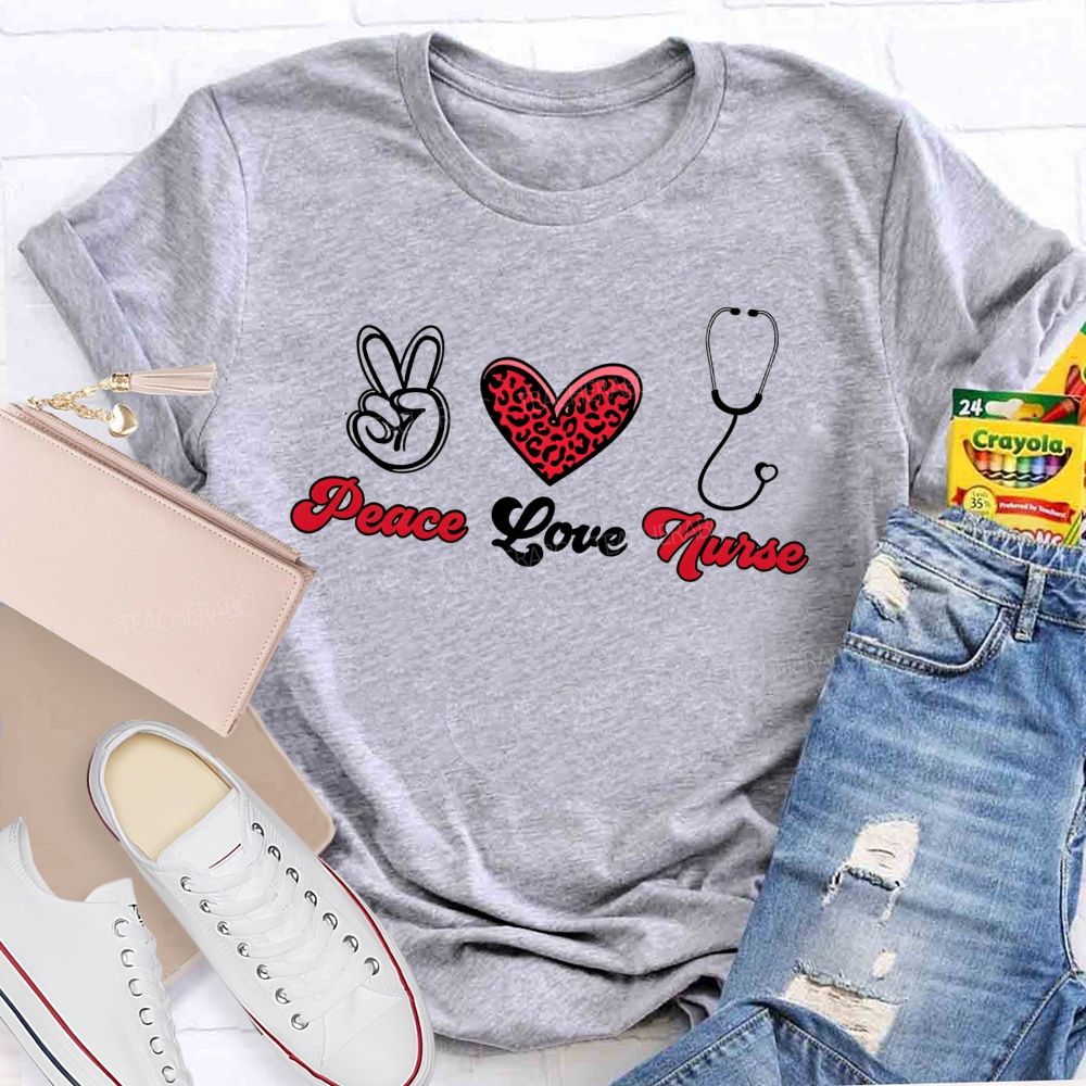 Peace Love And Nurse Life Healing Hearts T-shirt