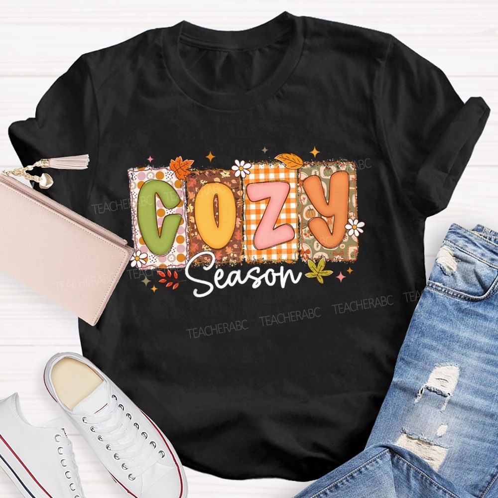Cozy Season All Things Fall And Cozygh Shelves Teacher T-shirt