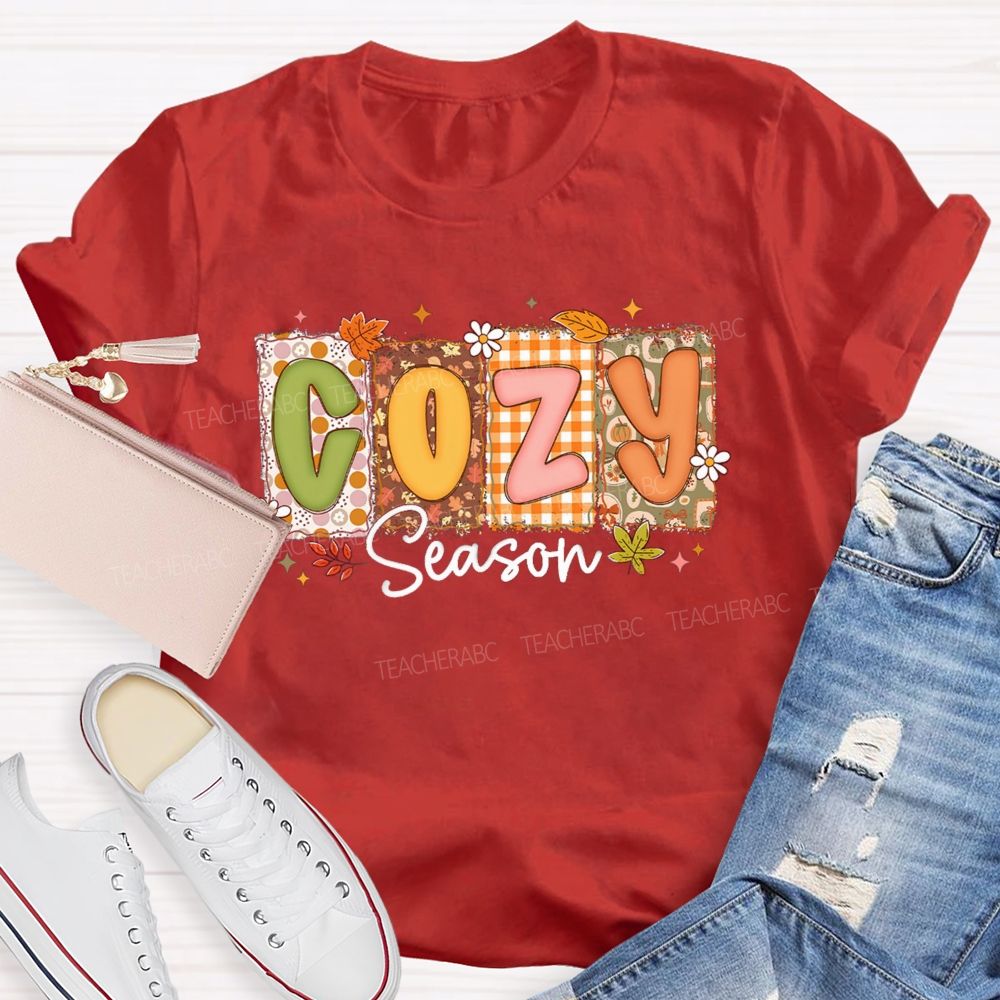 Cozy Season All Things Fall And Cozygh Shelves Teacher T-shirt