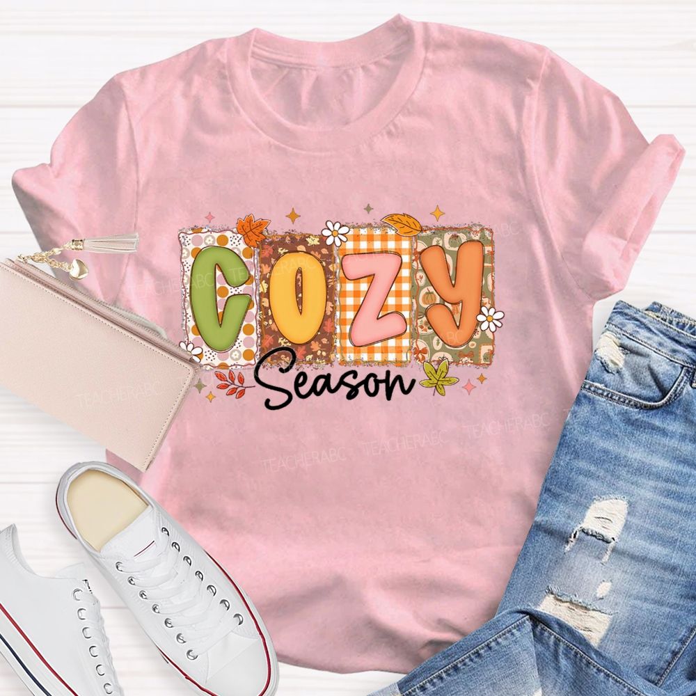 Cozy Season All Things Fall And Cozygh Shelves Teacher T-shirt