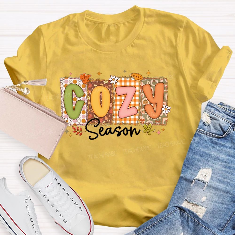 Cozy Season All Things Fall And Cozygh Shelves Teacher T-shirt
