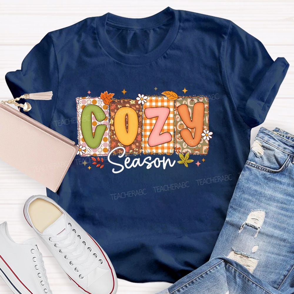Cozy Season All Things Fall And Cozygh Shelves Teacher T-shirt